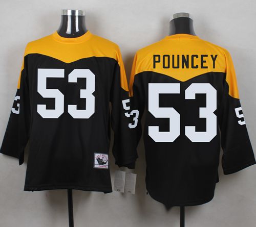 Mitchell And Ness 1967 Steelers #53 Maurkice Pouncey Black/Yelllow Throwback Men's Stitched NFL Jersey - Click Image to Close